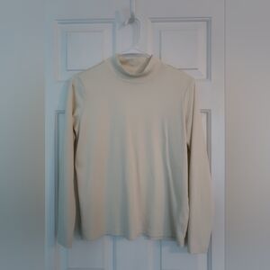 L.L. Bean Womens Pima Cotton Long Sleeve Cream Turtleneck Medium